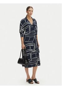 TOMMY HILFIGER - Tommy Hilfiger Sukienka codzienna WW0WW48934 Granatowy Relaxed Fit. Okazja: na co dzień. Kolor: niebieski. Materiał: wiskoza. Typ sukienki: proste. Styl: casual #3