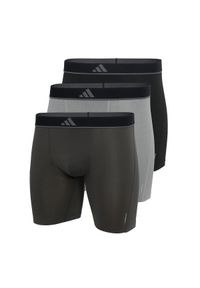 Adidas - Bokserki Active Micro Flex Eco 3 pak. Kolor: brązowy, wielokolorowy, szary. Materiał: elastan, poliester. Sport: fitness