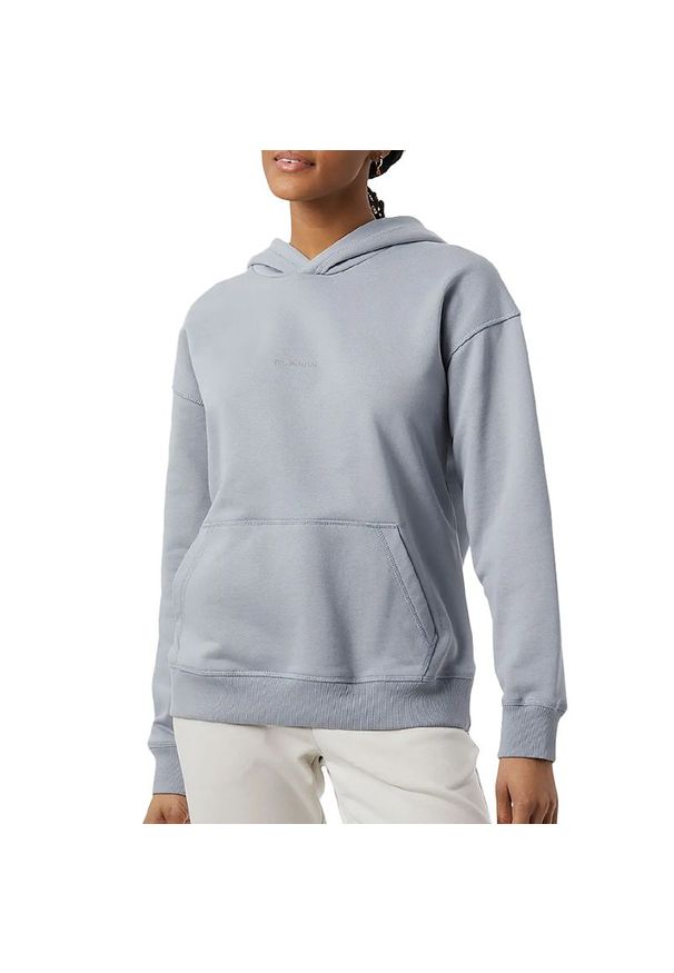 Bluza New Balance WT23554SEL - szara. Typ kołnierza: kaptur. Kolor: szary. Materiał: materiał, bawełna, tkanina. Styl: klasyczny