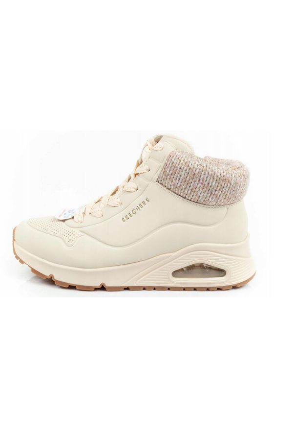 skechers - Buty damskie Skechers Uno Darling Daze. Kolor: beżowy. Materiał: skóra, syntetyk. Szerokość cholewki: normalna. Wzór: gładki