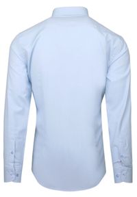 Wyszczuplona, Elegancka Koszula Męska - Victorio - Błękit. Kolor: niebieski. Materiał: poliester, bawełna, elastan. Styl: elegancki #3