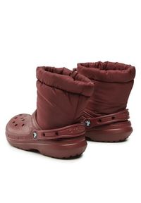 Crocs Śniegowce Classic Lined Neo Puff Boot 206630 Bordowy. Kolor: czerwony. Materiał: materiał #3