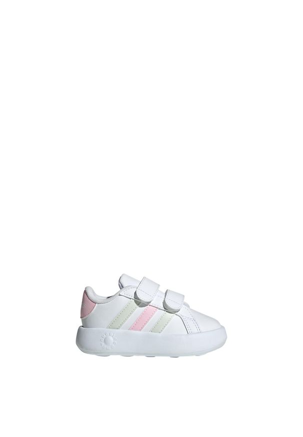 Adidas - Buty Grand Court 2.0 Kids. Okazja: na co dzień. Kolor: zielony, biały, różowy, wielokolorowy. Materiał: materiał