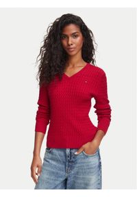 TOMMY HILFIGER - Tommy Hilfiger Sweter WW0WW44987 Czerwony Regular Fit. Kolor: czerwony. Materiał: bawełna #1