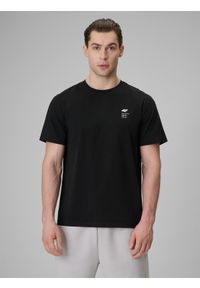 4f - 4F T-shirt regular gładki męski - czarny XL. Okazja: na co dzień. Kolor: czarny. Materiał: dzianina, bawełna. Wzór: gładki. Styl: casual, klasyczny #1