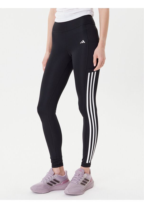 Adidas - adidas Legginsy Optime 3-Stripes IT9105 Czarny Slim Fit. Kolor: czarny. Materiał: syntetyk