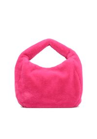 Kazar - Różowa futrzana torebka do noszenia za uchwyt. Kolor: różowy. Wzór: gładki. Materiał: futrzane. Styl: elegancki #3