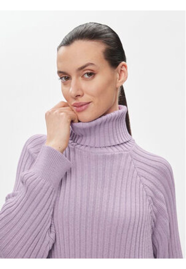 YAS Sukienka dzianinowa Mavi 26028660 Fioletowy Regular Fit. Kolor: fioletowy. Materiał: bawełna