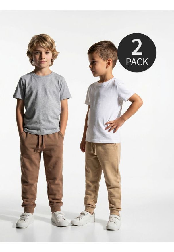 Sinsay - Spodnie dresowe 2 pack - brązowy. Kolor: brązowy. Materiał: dresówka