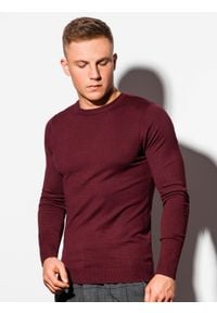 Ombre Clothing - Sweter męski E177 - czerwony - XXL. Kolor: czerwony. Materiał: nylon, wiskoza. Styl: klasyczny