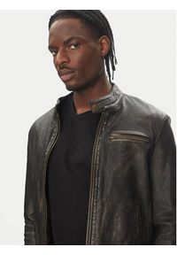 Serge Pariente Kurtka skórzana Retro Beżowy Slim Fit. Kolor: beżowy. Materiał: skóra. Styl: retro #6