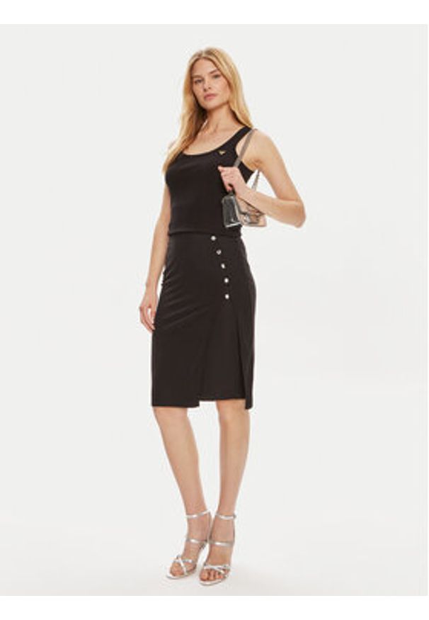 Guess Spódnica midi Elis W4YD53 KAQL2 Czarny Slim Fit. Kolor: czarny