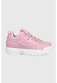 Fila sneakersy dziecięce kolor różowy. Nosek buta: okrągły. Zapięcie: sznurówki. Kolor: różowy. Materiał: guma. Obcas: na platformie