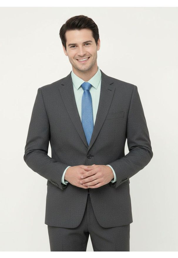 Krawat Męski - Angelo di Monti - Niebieski z Mikrowzorem. Kolor: niebieski. Materiał: tkanina. Styl: elegancki, wizytowy