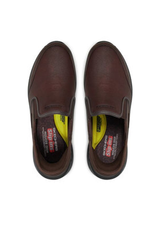 skechers - Skechers Półbuty Slade 205237 Brązowy. Kolor: brązowy. Materiał: skóra