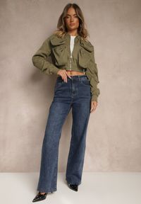 Renee - Niebieskie Jeansy High Waist o Szerokim Kroju Orrisalla. Okazja: na co dzień. Stan: podwyższony. Kolor: niebieski. Styl: casual
