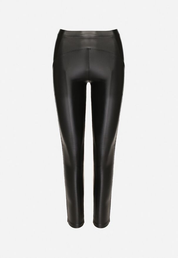 Born2be - Czarne Legginsy z Ekoskóry z Wysokim Stanem i Polarem Labrine. Stan: podwyższony. Kolor: czarny. Materiał: polar. Długość: do kostek. Styl: klasyczny, elegancki