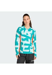 Adidas - Koszulka z długim rękawem Multi Synthetic Base Layer. Kolor: niebieski, pomarańczowy, wielokolorowy. Długość rękawa: długi rękaw. Technologia: ClimaCool (Adidas). Długość: długie. Sport: turystyka piesza #1