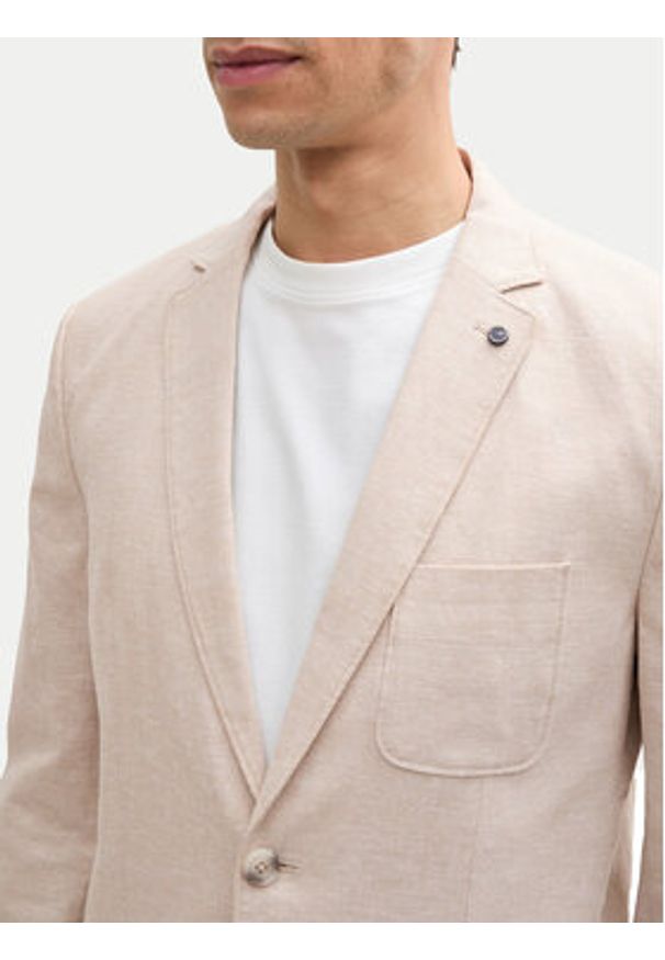 Tom Tailor Marynarka 1045065 Beżowy Regular Fit. Kolor: beżowy. Materiał: bawełna