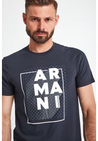 Armani Exchange - T-SHIRT ARMANI EXCHANGE. Materiał: bawełna. Długość rękawa: krótki rękaw. Długość: krótkie. Wzór: nadruk
