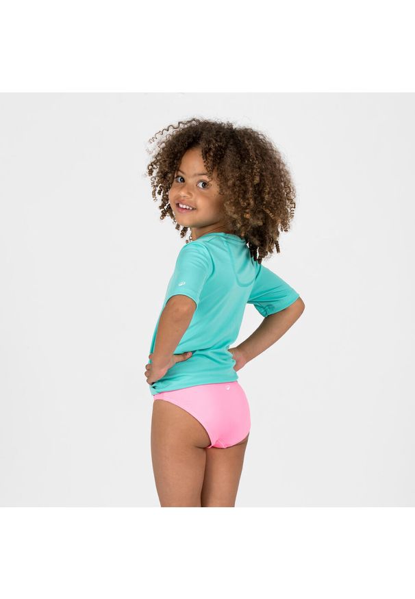 Dół kostiumu kąpielowego dla dzieci Decathlon. Kolor: różowy. Materiał: poliester, materiał, elastan