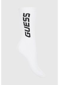 Guess - GUESS Białe sportowe skarpetki męskie Arlo. Kolor: biały. Materiał: dzianina