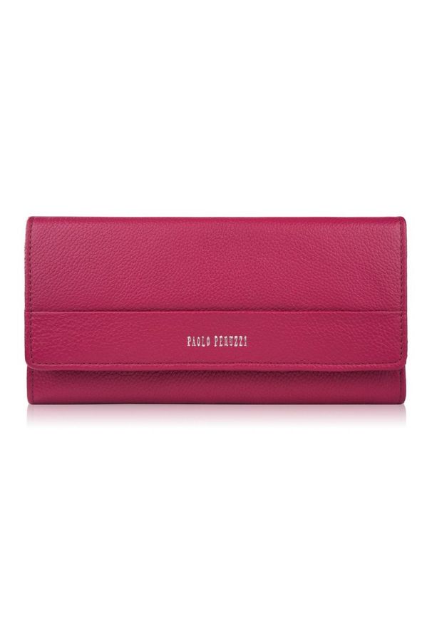 PAOLO PERUZZI - Portfel damski skórzany różowy duży poziomy Paolo Peruzzi AL-01-PI. Kolor: różowy. Materiał: skóra