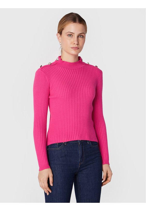 Rinascimento Sweter CFM0010955003 Różowy Slim Fit. Kolor: różowy. Materiał: wiskoza