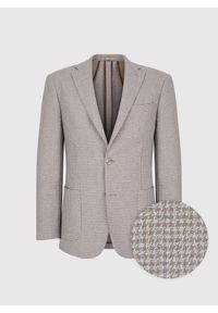 Pako Lorente - PAKO LORENTE - Jasnobrązowa marynarka w drobną kartkę. Okazja: na co dzień. Kolor: brązowy. Materiał: poliester, wełna. Wzór: kratka. Styl: casual #4