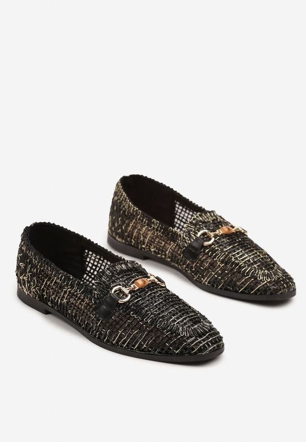 Renee - Czarne Ażurowe Mokasyny Loafersy z Klamrą Koliswena. Okazja: na co dzień. Zapięcie: klamry. Kolor: czarny. Wzór: ażurowy. Styl: elegancki, casual, klasyczny