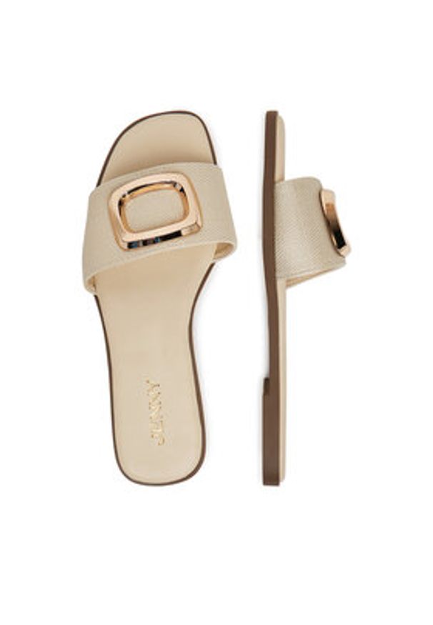 Jenny - JENNY Klapki 57B2048 Beżowy. Kolor: beżowy. Materiał: materiał, syntetyk