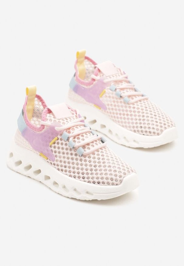 Born2be - Różowe Siateczkowe Buty Sportowe Sneakersy na Grubej Tłoczonej Podeszwie Luriane. Okazja: na co dzień. Kolor: różowy. Materiał: jeans, materiał