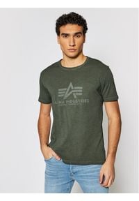 Alpha Industries T-Shirt Basic T Oildye 116515 Zielony Regular Fit. Kolor: zielony. Materiał: bawełna #1