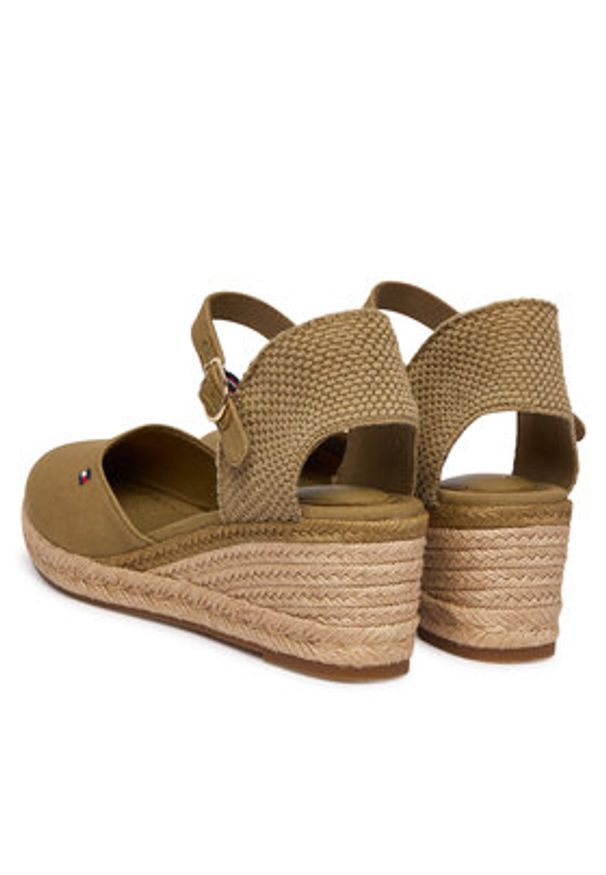TOMMY HILFIGER - Tommy Hilfiger Espadryle Mid Wedge Espad Closed Toe FW0FW09233 Brązowy. Kolor: brązowy. Materiał: materiał