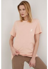 Kangol t-shirt bawełniany kolor różowy KLEU006.D-115. Kolor: różowy. Materiał: bawełna #1