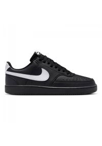 Buty do chodzenia męskie Nike Court Vision Low. Zapięcie: sznurówki. Kolor: czarny. Materiał: guma, skóra, syntetyk, materiał, tkanina. Szerokość cholewki: normalna. Model: Nike Court. Sport: turystyka piesza