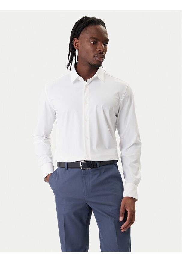 BOSS Koszula P-Hank 50555747 Biały Slim Fit. Kolor: biały. Materiał: syntetyk
