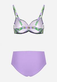 Born2be - Fioletowe Bikini Majtki Figi z Siateczkowymi Wstawkami i Biustonosz w Liście Kinella. Kolor: fioletowy #2