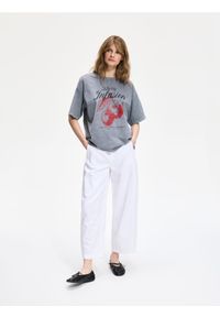 Reserved - T-shirt z nadrukiem - ciemnoszary. Kolor: szary. Materiał: bawełna. Wzór: nadruk