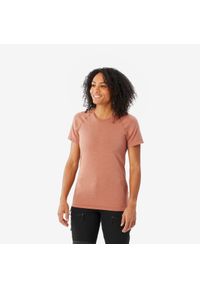 SIMOND - Koszulka damska trekkingowa z krótkim rękawem Forclaz MT900 merino seamless. Kolor: brązowy. Materiał: wełna, elastan, poliamid, materiał. Długość rękawa: krótki rękaw. Długość: krótkie. Sport: turystyka piesza