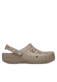 Crocs Klapki Classic Floral Cut Out Clog 210927 Brązowy. Kolor: brązowy