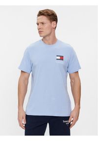 Tommy Jeans T-Shirt Essential Flag DM0DM18263 Błękitny Slim Fit. Kolor: niebieski. Materiał: bawełna