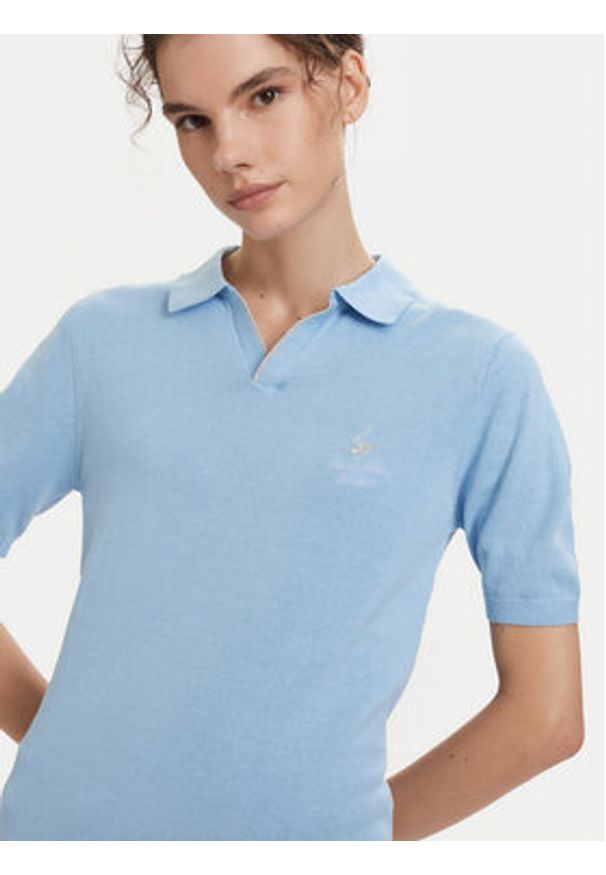 Beverly Hills Polo Club Polo P-SS26W-M550273 Niebieski jasny Regular Fit. Typ kołnierza: polo. Kolor: niebieski. Materiał: bawełna