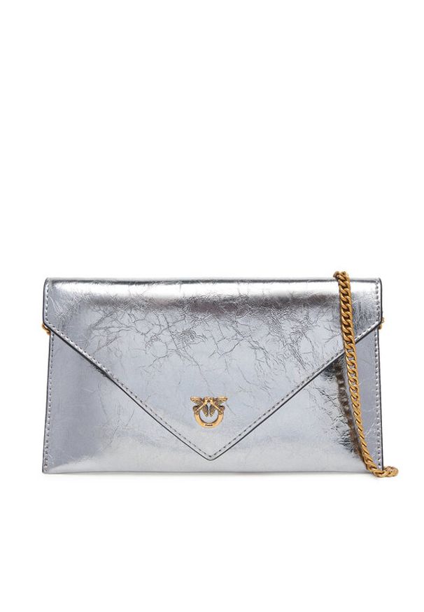 Pinko - PINKO Torebka Flat Purse Mini AI 25-26 PCPL 105347 A2OT Srebrny. Kolor: srebrny. Materiał: skórzane