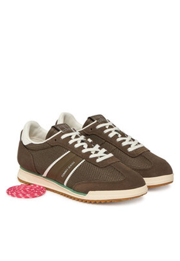 Tommy Jeans Sneakersy Tjw Low Profile Runner EN0EN02862 Brązowy. Kolor: brązowy. Materiał: materiał