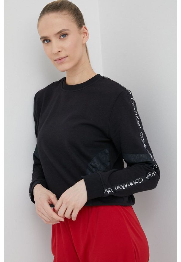 Calvin Klein Performance bluza dresowa Active Icon damska kolor czarny z aplikacją. Kolor: czarny. Materiał: dresówka. Wzór: aplikacja