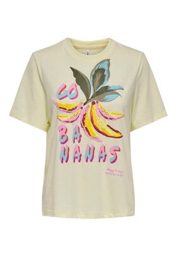 only - ONLY T-Shirt Bilins 15320615 Żółty Regular Fit. Kolor: żółty. Materiał: bawełna, syntetyk