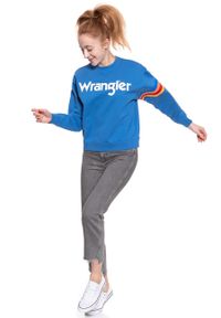 Wrangler - BLUZA WRANGLER DAMSKA LOGO SWEAT DEEP WATER W6072HQDF. Wzór: nadruk #8