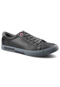 Czarne Trampki Cross Jeans Męskie Sznurowane Buty. Okazja: na co dzień. Kolor: czarny. Materiał: materiał, skóra ekologiczna, guma. Szerokość cholewki: normalna. Wzór: aplikacja. Styl: casual