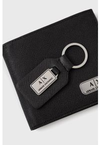 Armani Exchange portfel + brelok 958434.CC843 męski kolor czarny. Kolor: czarny. Materiał: materiał. Wzór: gładki #3